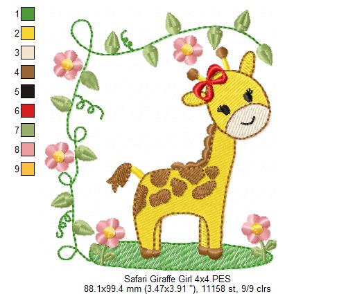 Safari Giraffe Boy and Girl - Fill Stitch - Set of 2 designs