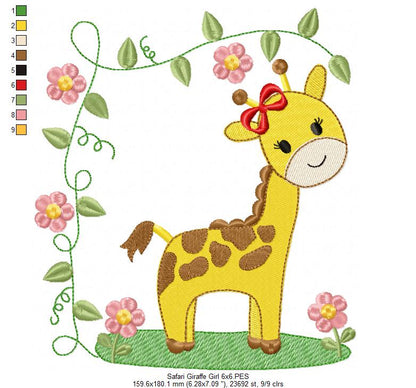 Safari Giraffe Boy and Girl - Fill Stitch - Set of 2 designs
