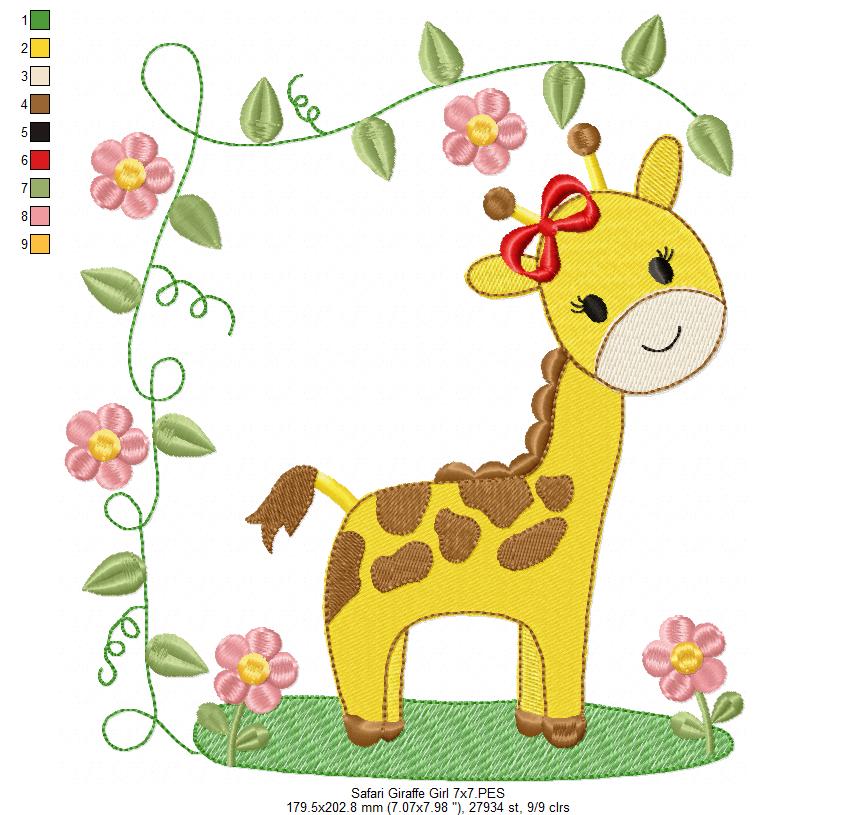 Safari Giraffe Boy and Girl - Fill Stitch - Set of 2 designs