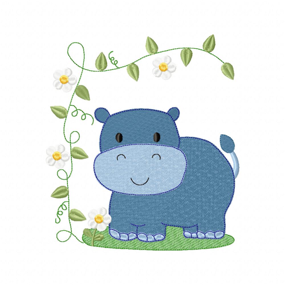 Safari Hippo Boy - Fill Stitch