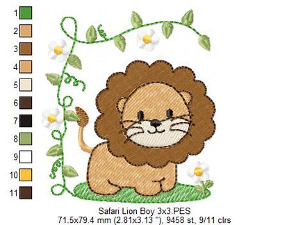 Safari Lion Boy and Girl - Fill Stitch - Set of 2 designs