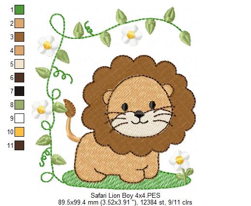 Safari Lion Boy and Girl - Fill Stitch - Set of 2 designs