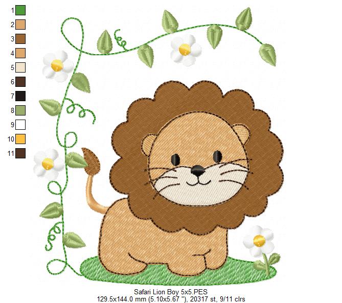 Safari Lion Boy - Fill Stitch