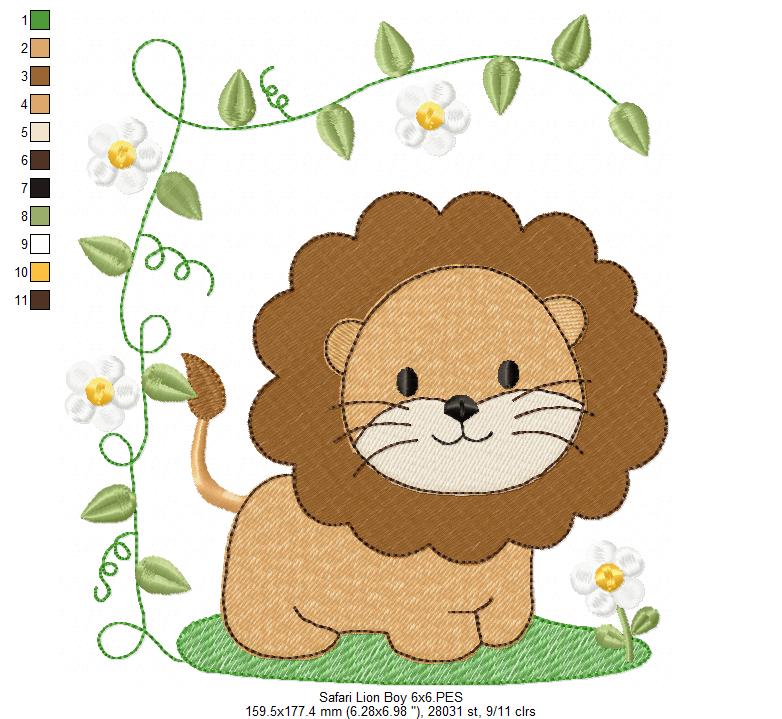 Safari Lion Boy - Fill Stitch