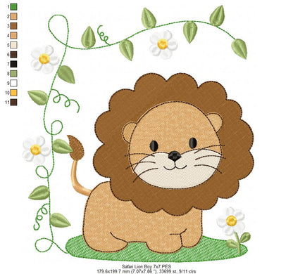 Safari Animals Boy Collection - Fill Stitch - Set of 8 designs