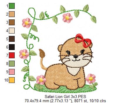 Safari Lion Girl - Fill Stitch