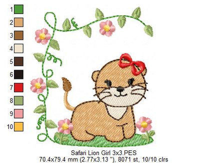 Safari Lion Girl - Fill Stitch