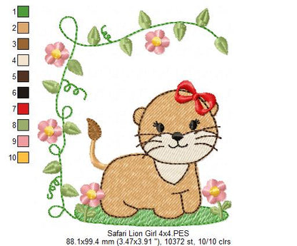 Safari Lion Girl - Fill Stitch