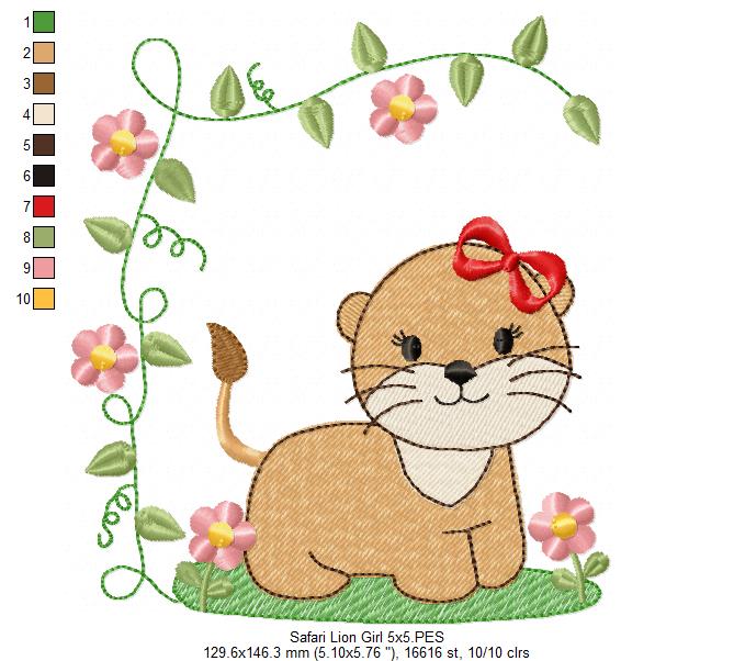 Safari Lion Boy and Girl - Fill Stitch - Set of 2 designs