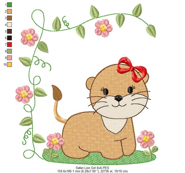 Safari Lion Girl - Fill Stitch