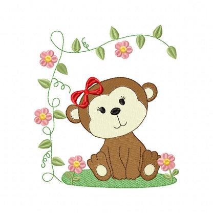 Safari Monkey Girl - Fill Stitch