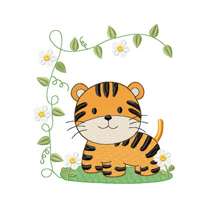 Safari Tiger Boy - Fill Stitch - Machine Embroidery Design