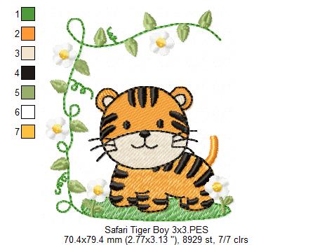 Safari Tiger Boy and Girl - Fill Stitch - Set of 2 designs