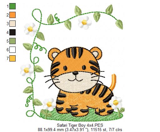 Safari Tiger Boy and Girl - Fill Stitch - Set of 2 designs