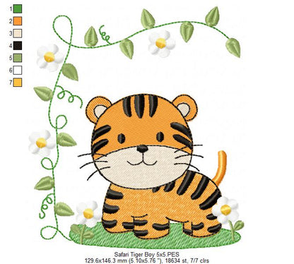 Safari Tiger Boy - Fill Stitch - Machine Embroidery Design