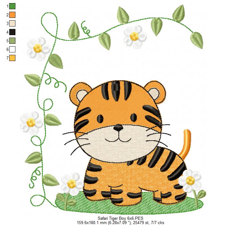 Safari Tiger Boy and Girl - Fill Stitch - Set of 2 designs