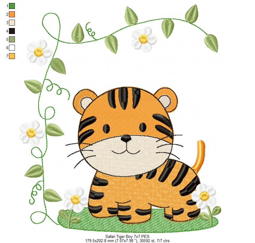 Safari Tiger Boy and Girl - Fill Stitch - Set of 2 designs