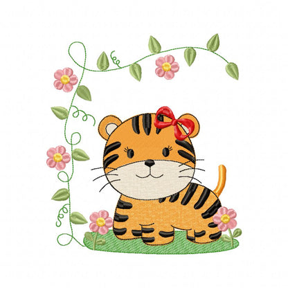 Safari Tiger Girl - Fill Stitch
