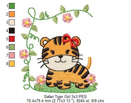 Safari Tiger Boy and Girl - Fill Stitch - Set of 2 designs