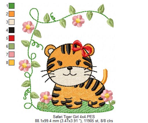 Safari Tiger Boy and Girl - Fill Stitch - Set of 2 designs