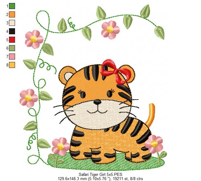 Safari Tiger Boy and Girl - Fill Stitch - Set of 2 designs