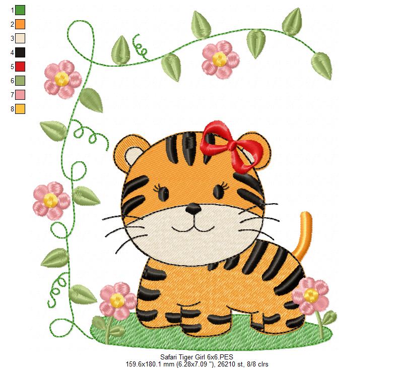 Safari Tiger Boy and Girl - Fill Stitch - Set of 2 designs