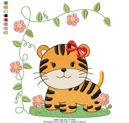 Safari Tiger Girl - Fill Stitch