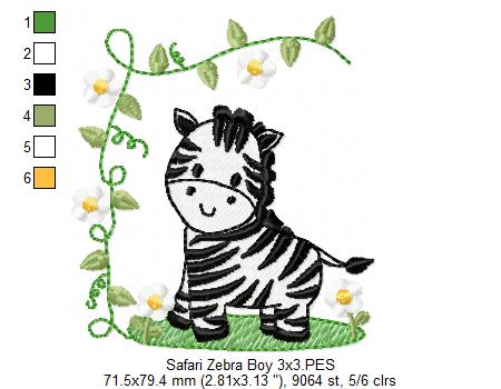 Safari Zebra Boy - Fill Stitch