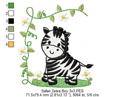 Safari Zebra Boy - Fill Stitch