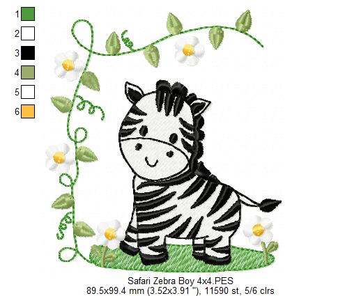 Safari Zebra Boy and Girl - Fill Stitch - Set of 2 designs