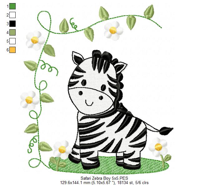 Safari Zebra Boy and Girl - Fill Stitch - Set of 2 designs