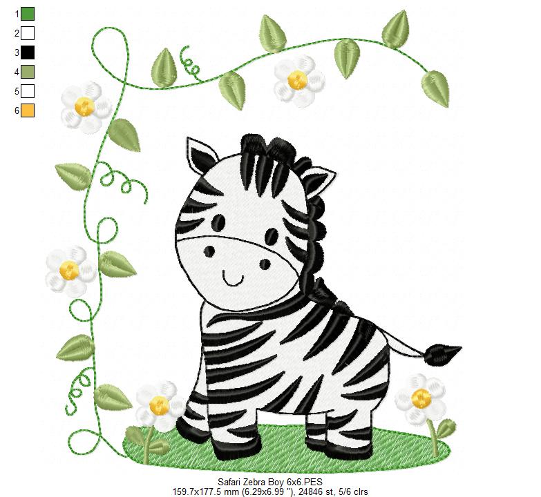 Safari Zebra Boy - Fill Stitch