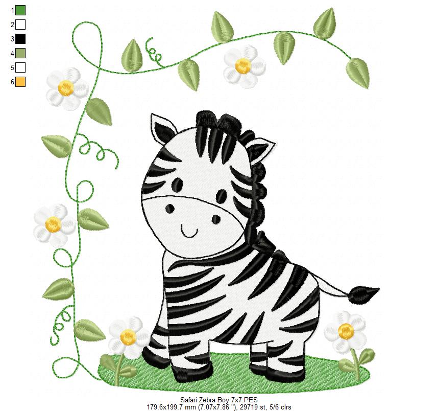 Safari Zebra Boy and Girl - Fill Stitch - Set of 2 designs