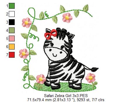 Safari Zebra Girl - Fill Stitch
