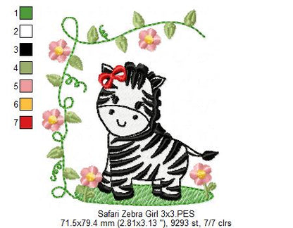Safari Zebra Boy and Girl - Fill Stitch - Set of 2 designs