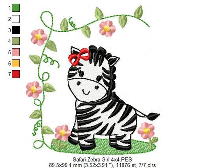 Safari Zebra Girl - Fill Stitch