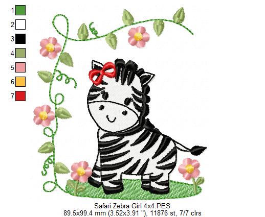 Safari Zebra Boy and Girl - Fill Stitch - Set of 2 designs