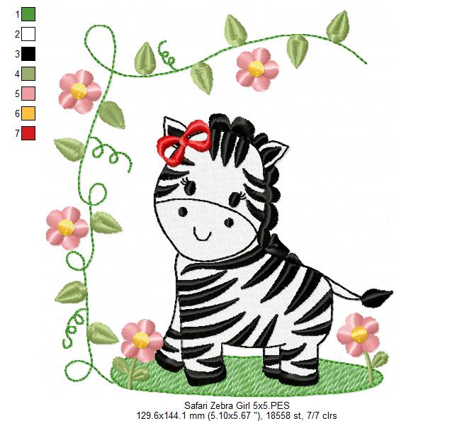 Safari Zebra Girl - Fill Stitch
