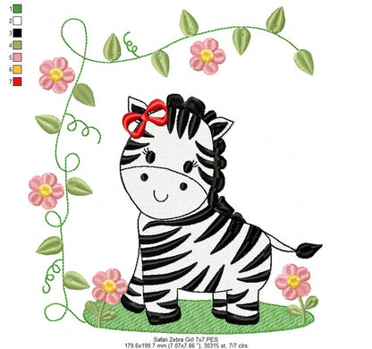 Safari Zebra Girl - Fill Stitch