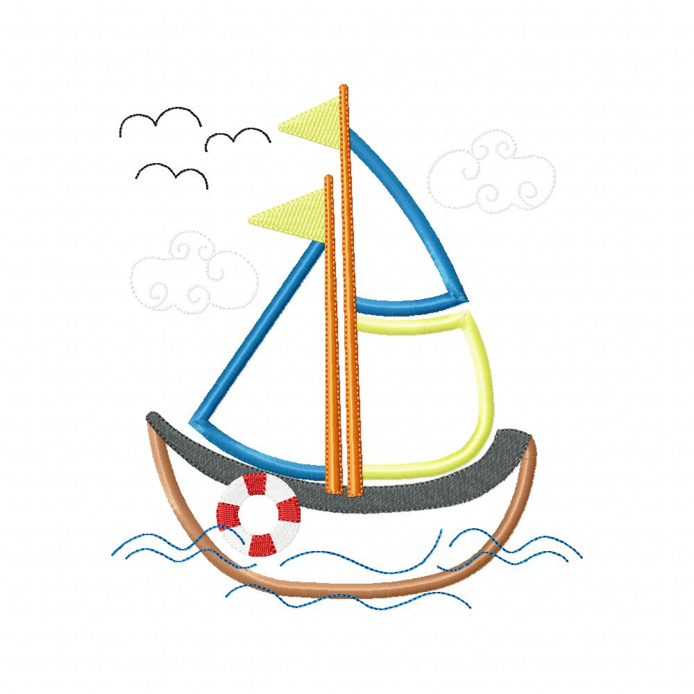 Sail Boat - Applique - Machine Embroidery Design