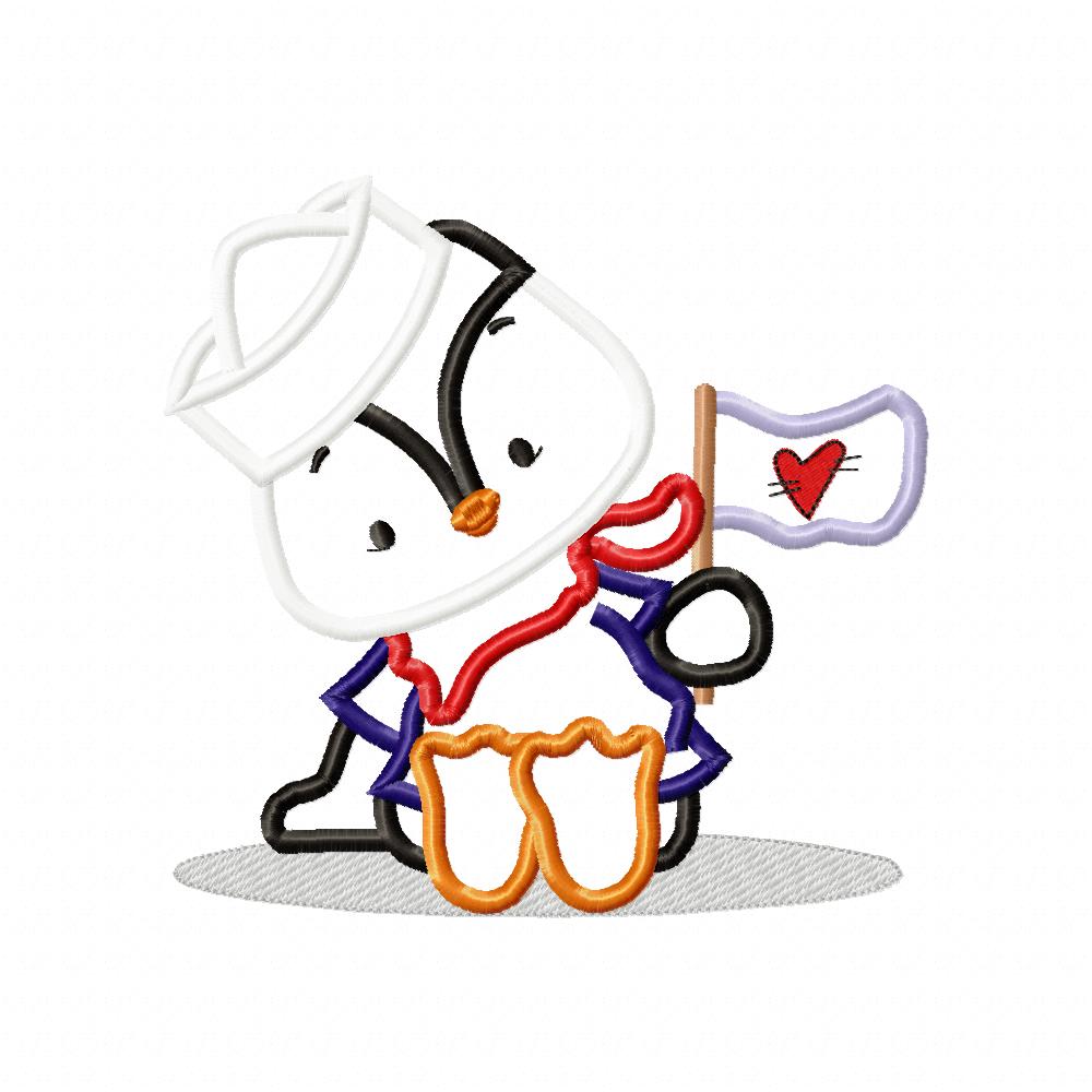 Sailor Penguin - Applique - Machine Embroidery Design