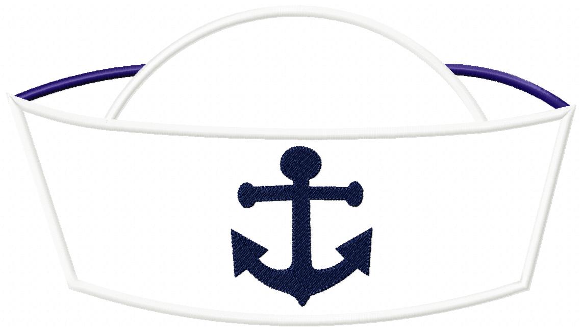 Cute Sailor Hat Anchor - Appliqué – Machine Embroidery Design
