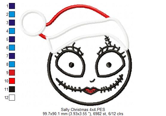 Christmas Skellington Girl - Applique - Machine Embroidery Design