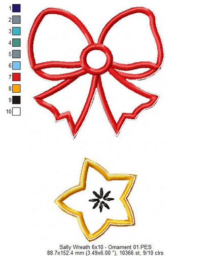 Sally Skellington Christmas Wreath - ITH Project - Machine Embroidery Design