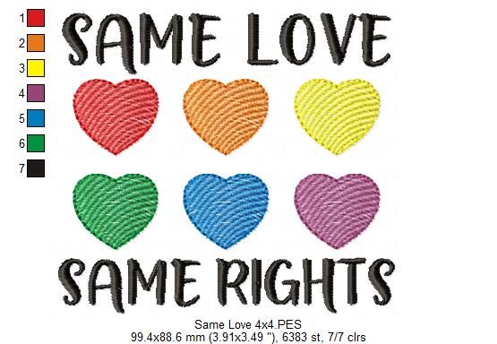 Same Love Same Rights - Rippled Stitch - Machine Embroidery Design