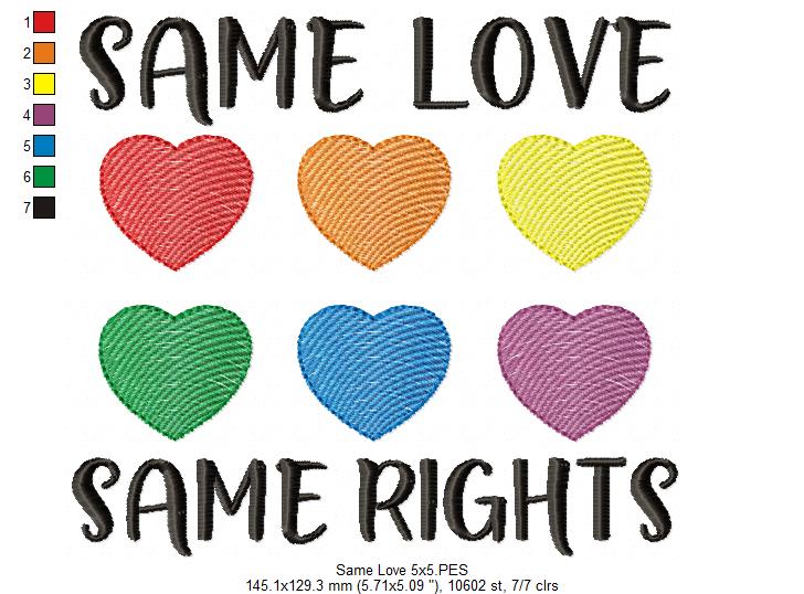 Same Love Same Rights - Rippled Stitch - Machine Embroidery Design