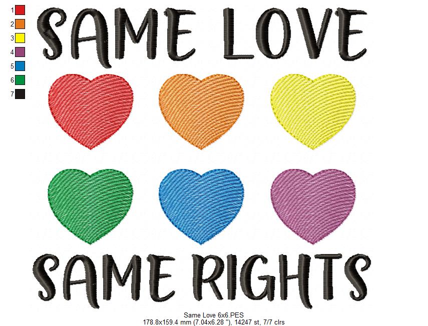 Same Love Same Rights - Rippled Stitch - Machine Embroidery Design