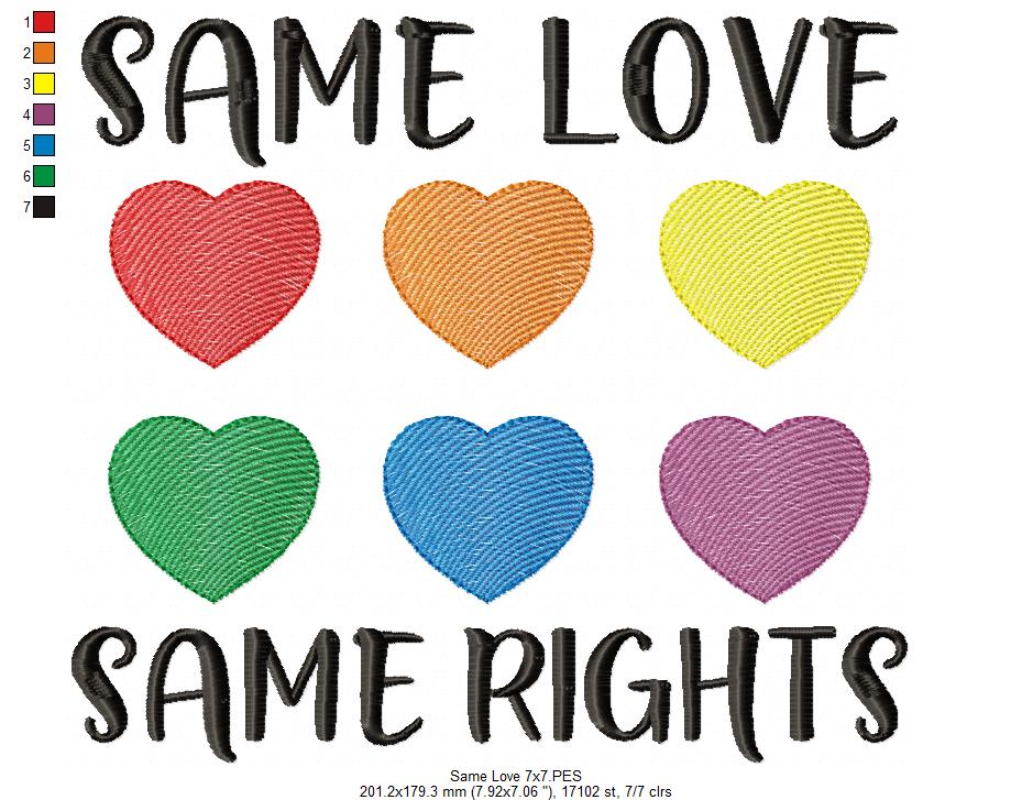 Same Love Same Rights - Rippled Stitch - Machine Embroidery Design