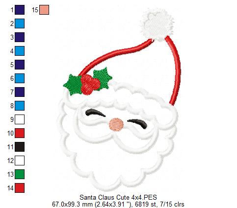 Santa Claus Cute - Applique - Machine Embroidery Design