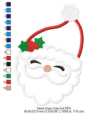 Santa Claus Cute - Applique - Machine Embroidery Design